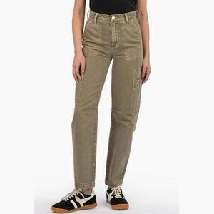 KUT from the Kloth Jeans Kiera High Waist Slim Barrel Cargo NWT size 00 Cotton